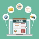 Illustration symbolizing guest blogging process.