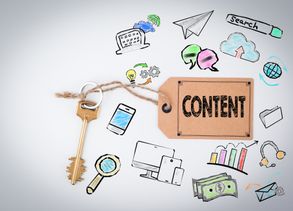 Illustration depicting various forms of website content.