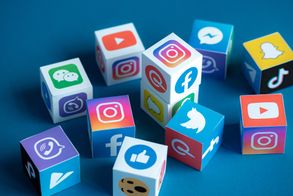 Social Media icons labeled on cubes