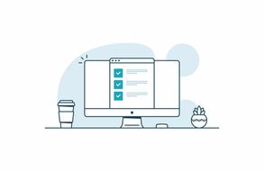 Illustration of a computer sitting on a desk symbolizing web design