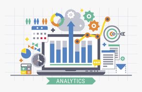 Illustration concept of website analytics and search engine optimization information.